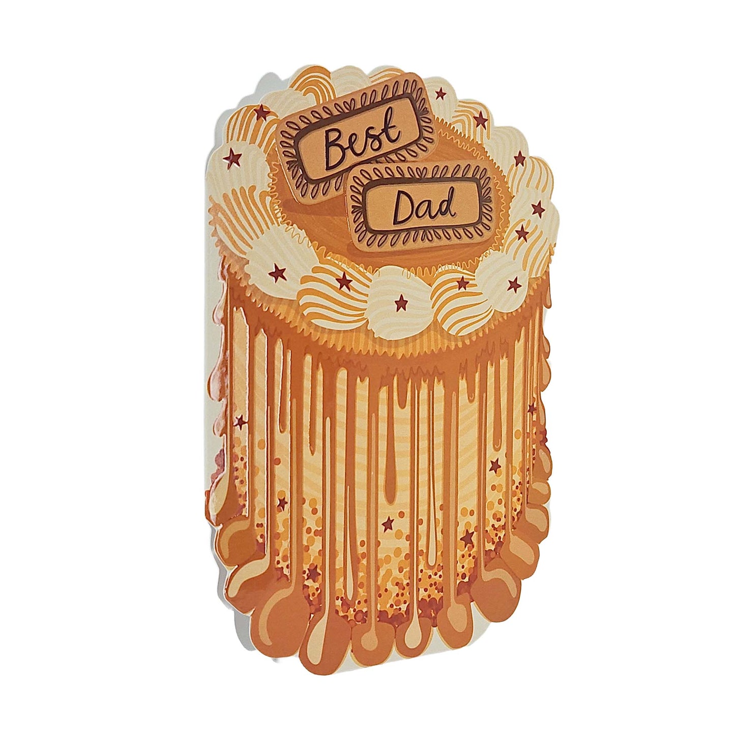 Best Dad Spot Varnish Cutout Caramel Cake Father's Day Card