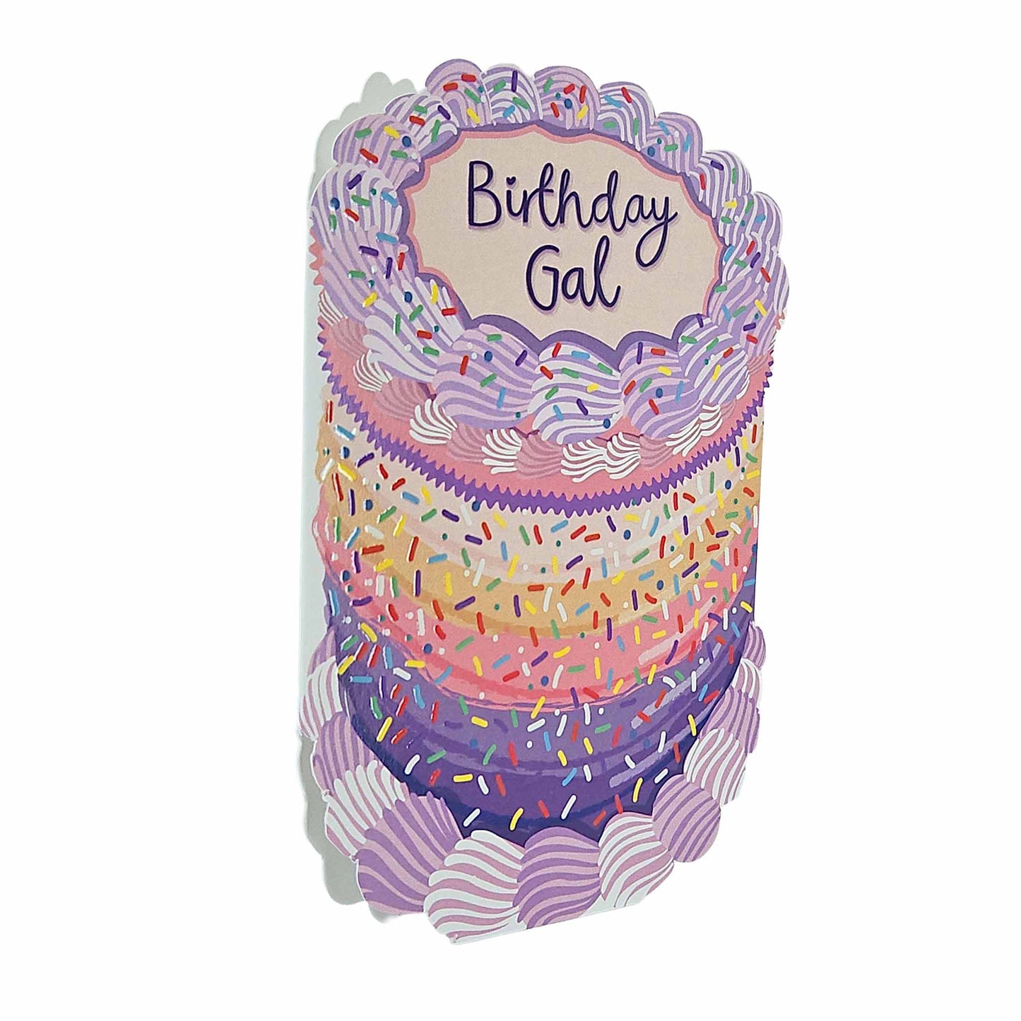 Birthday Gal Sprinkles Spot Varnish Cutout Cake Birthday Card