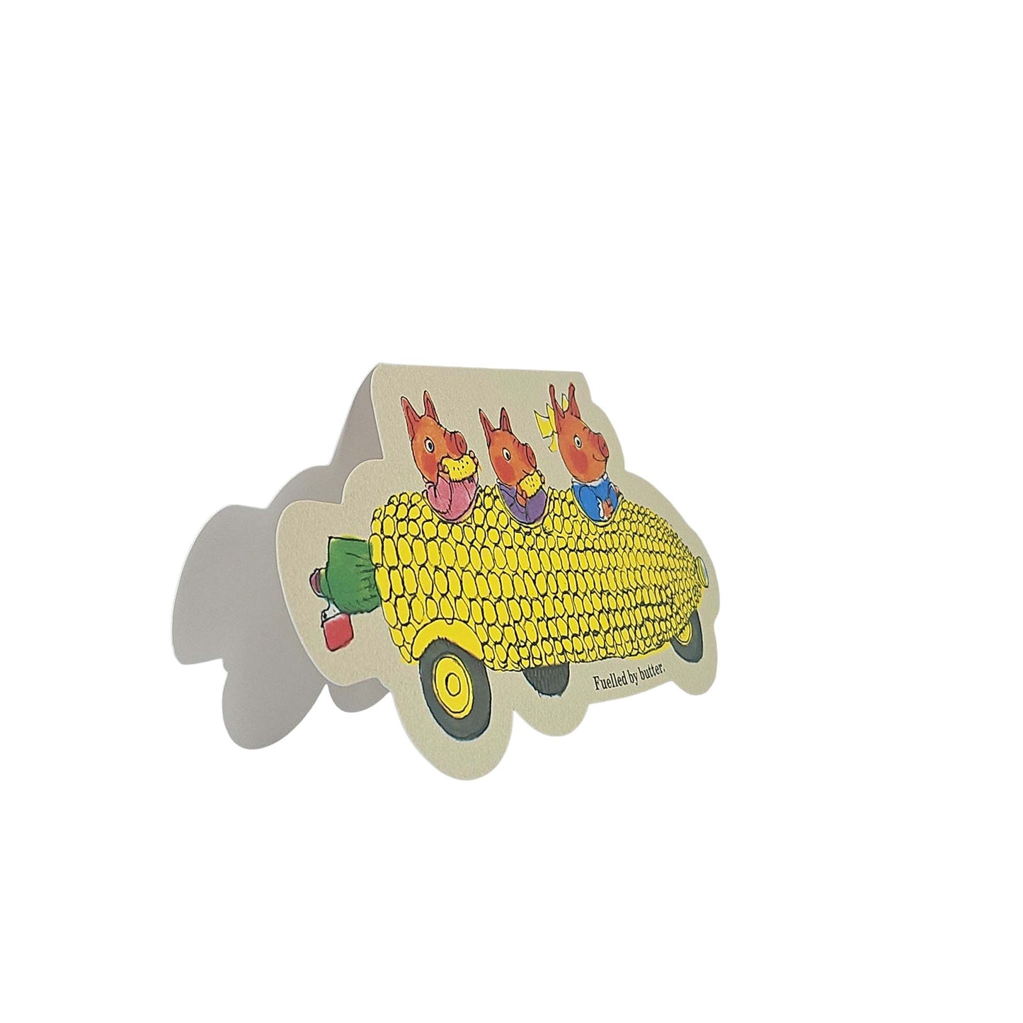 Corn on the Cob Pigs Car Richard Scarry Cutout Card