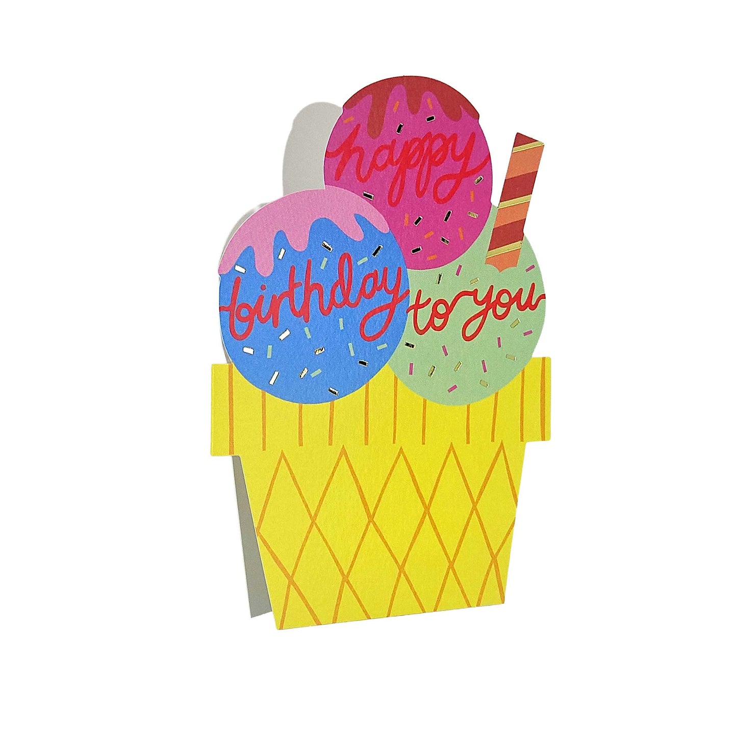 Happy Birthday To You Ice-cream Cutout Birthday Card