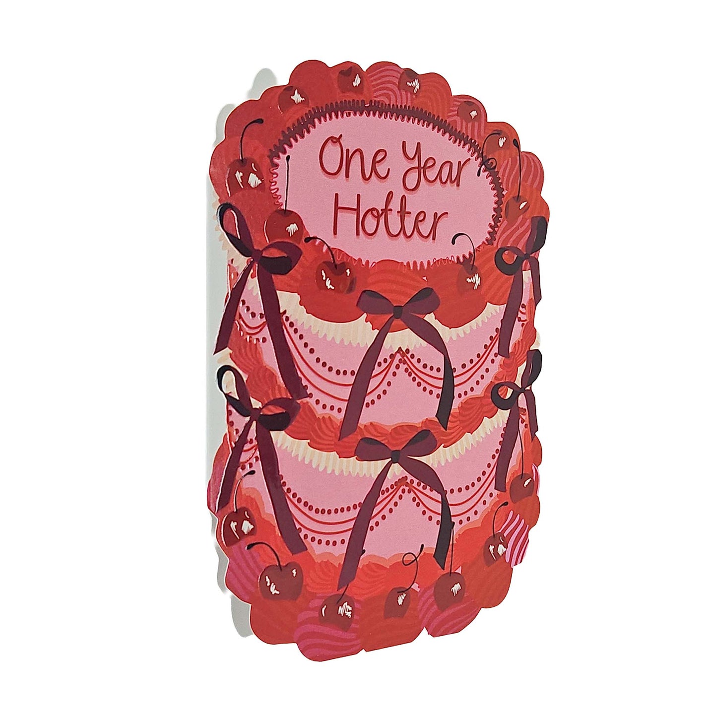 One Year Hotter Spot Varnish Cutout Cake Birthday Card