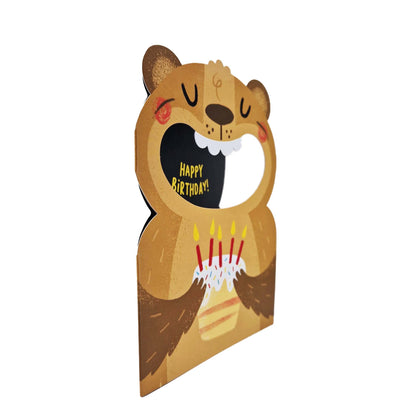 Big Mouthed Bear Die Cut Kids Birthday Card