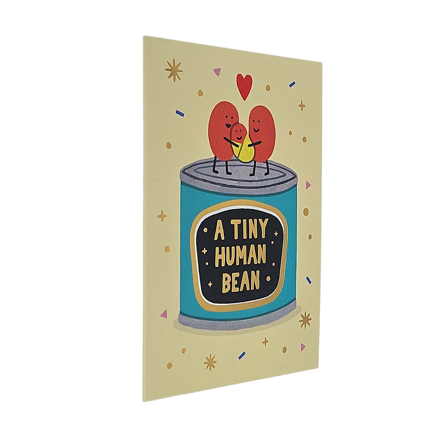 Tiny Human Bean Gold Foiled New Baby Card