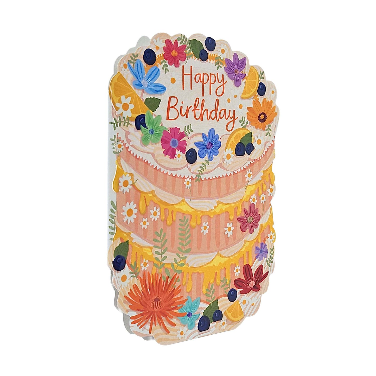 Happy Birthday Spot Varnish Cutout Cake Birthday Card