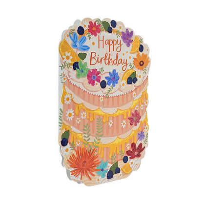 Happy Birthday Spot Varnish Cutout Cake Birthday Card
