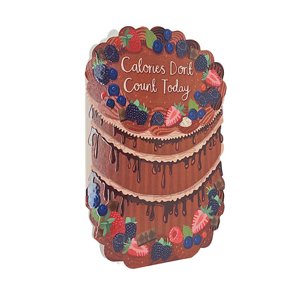 Calories Don’t Count Spot Varnish Cutout Chocolate Cake Birthday Card