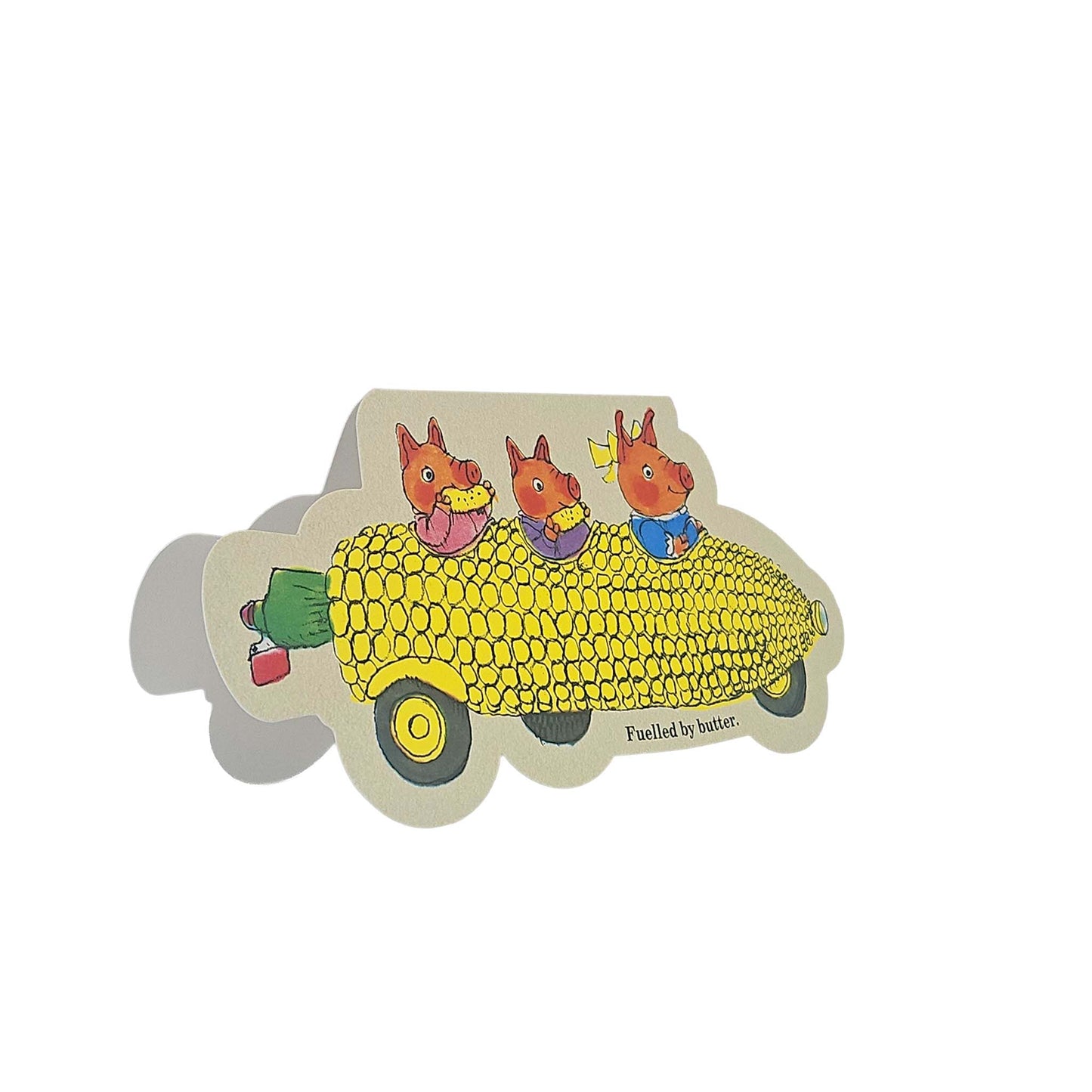 Corn on the Cob Pigs Car Richard Scarry Cutout Card