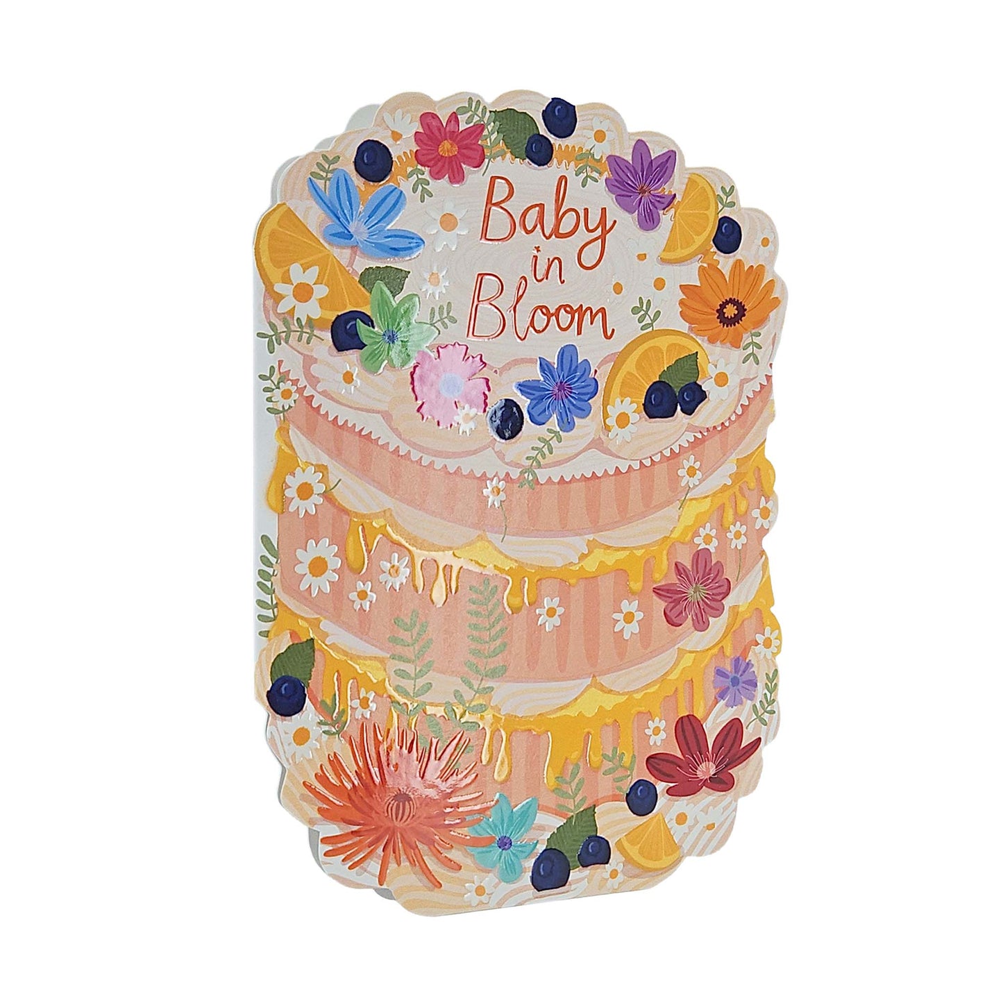Baby in Bloom Spot Varnish Cutout Cake Pregnancy Card