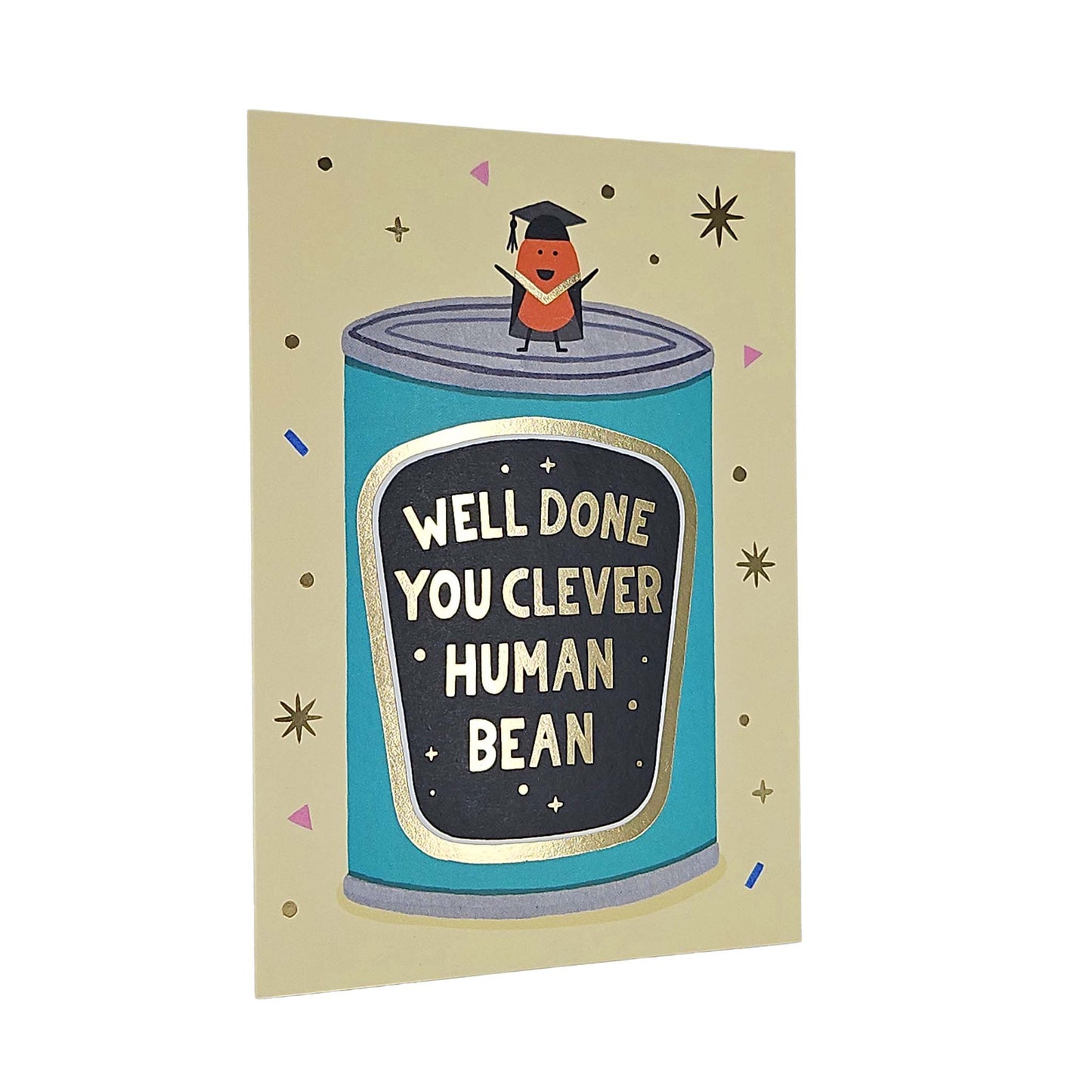 Clever Human Bean Gold Foiled Graduation Card