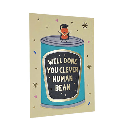 Clever Human Bean Gold Foiled Graduation Card