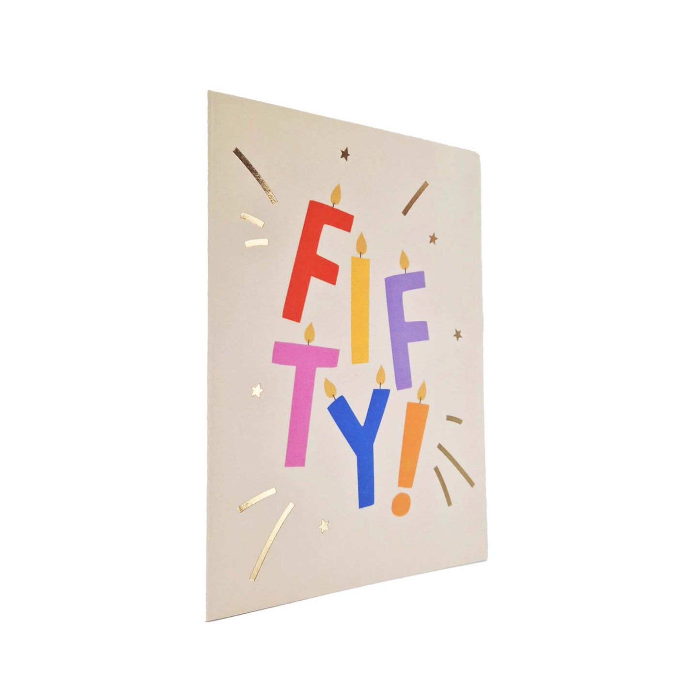 Gold Foiled Fifty! Letter Candles Birthday Card