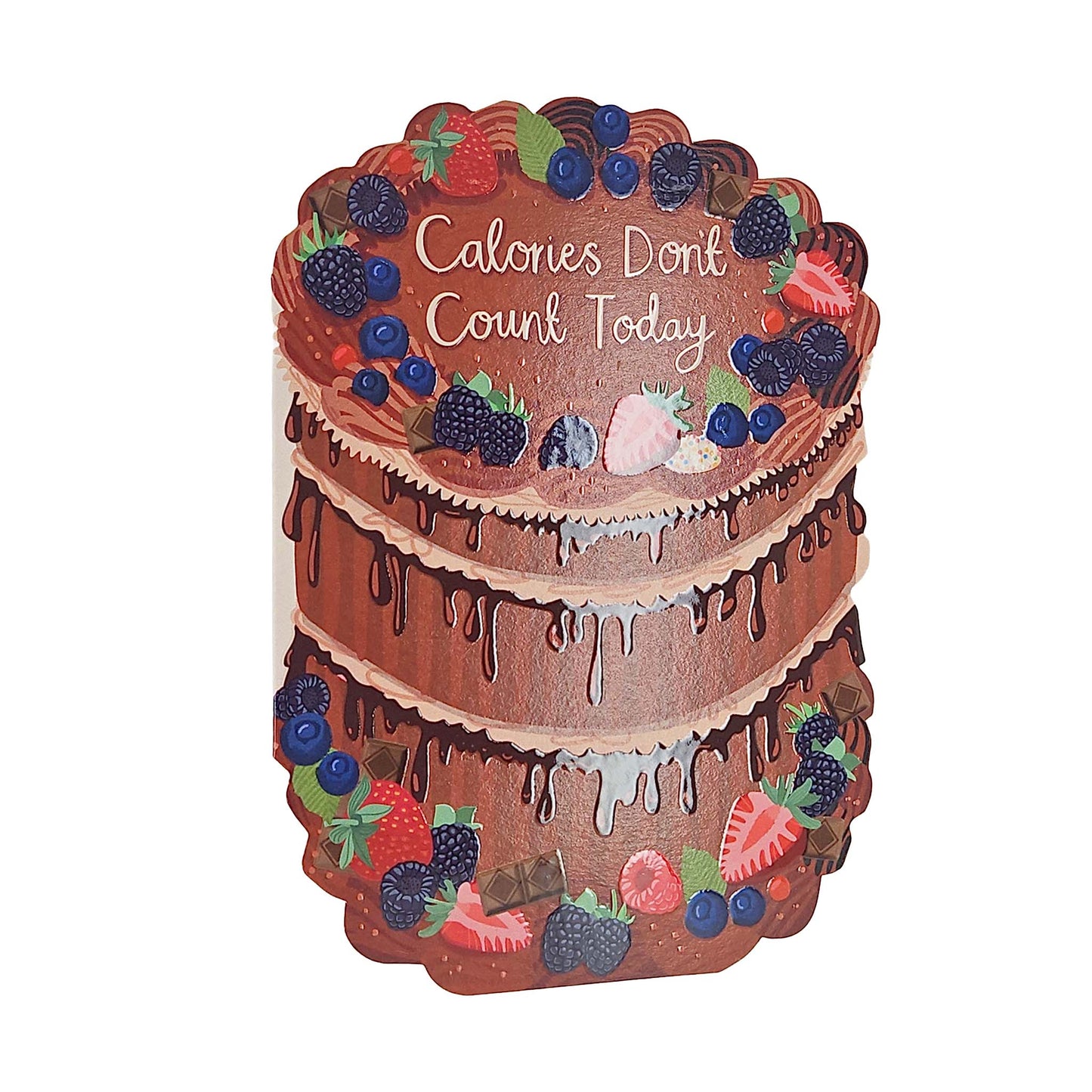 Calories Don’t Count Spot Varnish Cutout Chocolate Cake Birthday Card