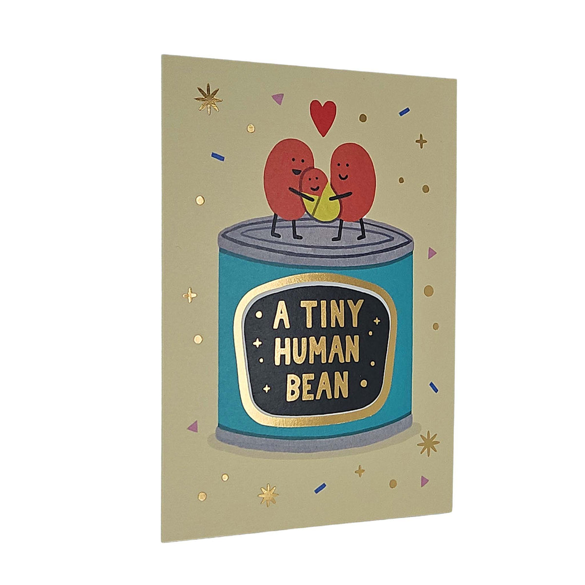 Tiny Human Bean Gold Foiled New Baby Card