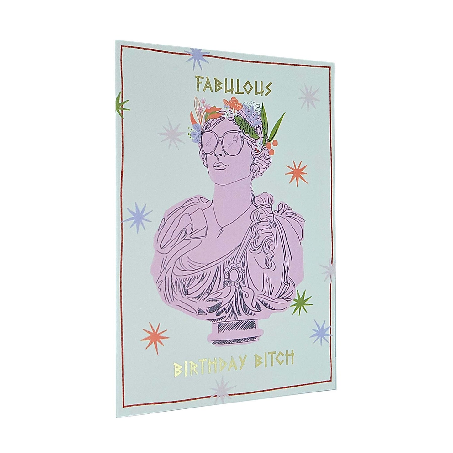 Fabulous Birthday Bitch Greek Goddess Gold Foiled Birthday Card