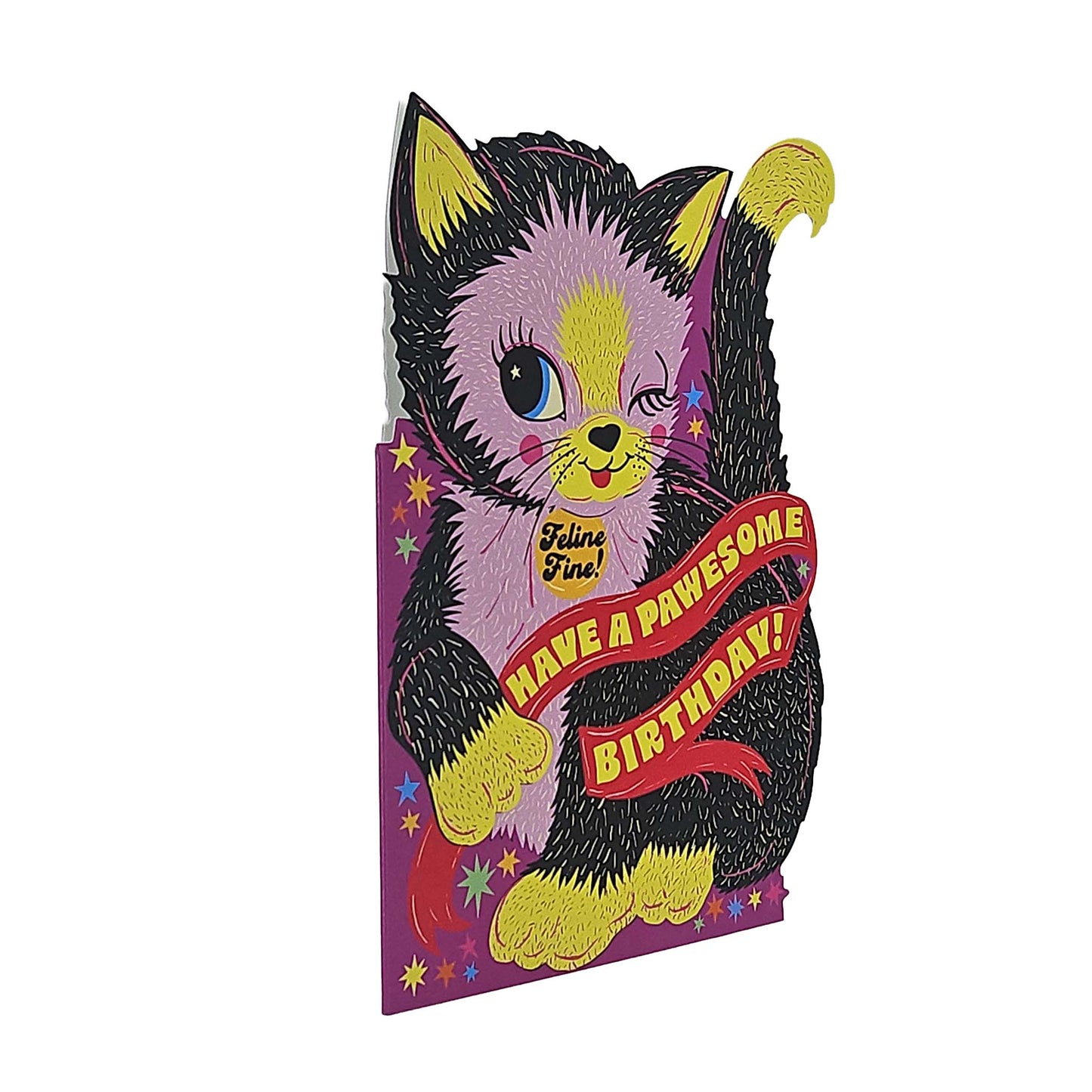 Pawesome Birthday Cat Cutout Birthday Card