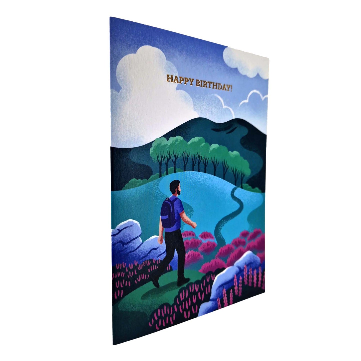 Happy Birthday Hiker Gold Foiled Birthday Card