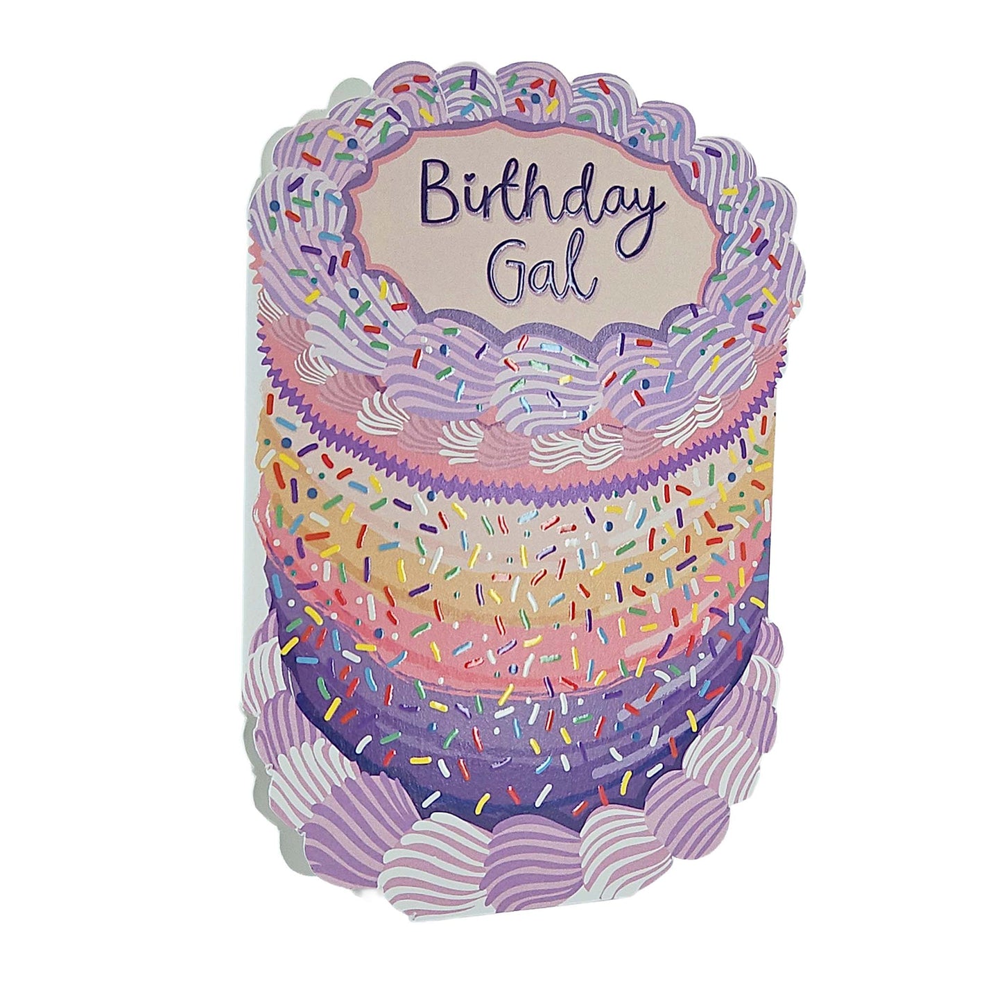Birthday Gal Sprinkles Spot Varnish Cutout Cake Birthday Card