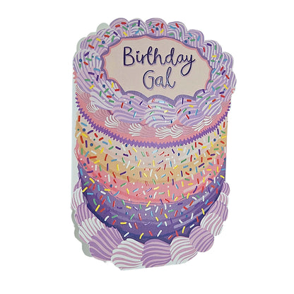 Birthday Gal Sprinkles Spot Varnish Cutout Cake Birthday Card