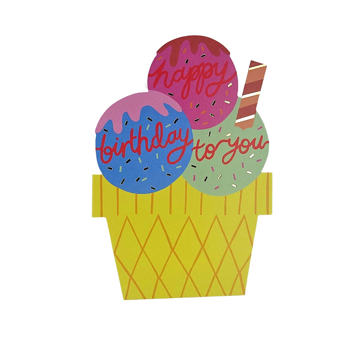 Happy Birthday To You Ice-cream Cutout Birthday Card