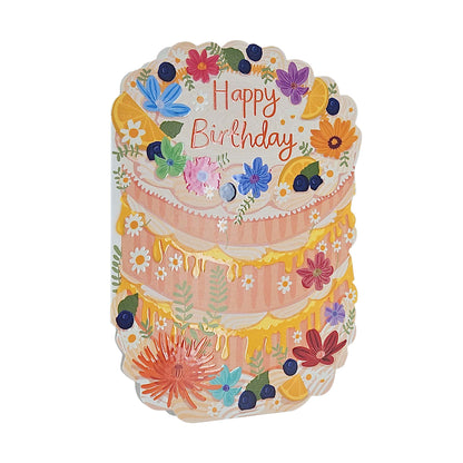 Happy Birthday Spot Varnish Cutout Cake Birthday Card