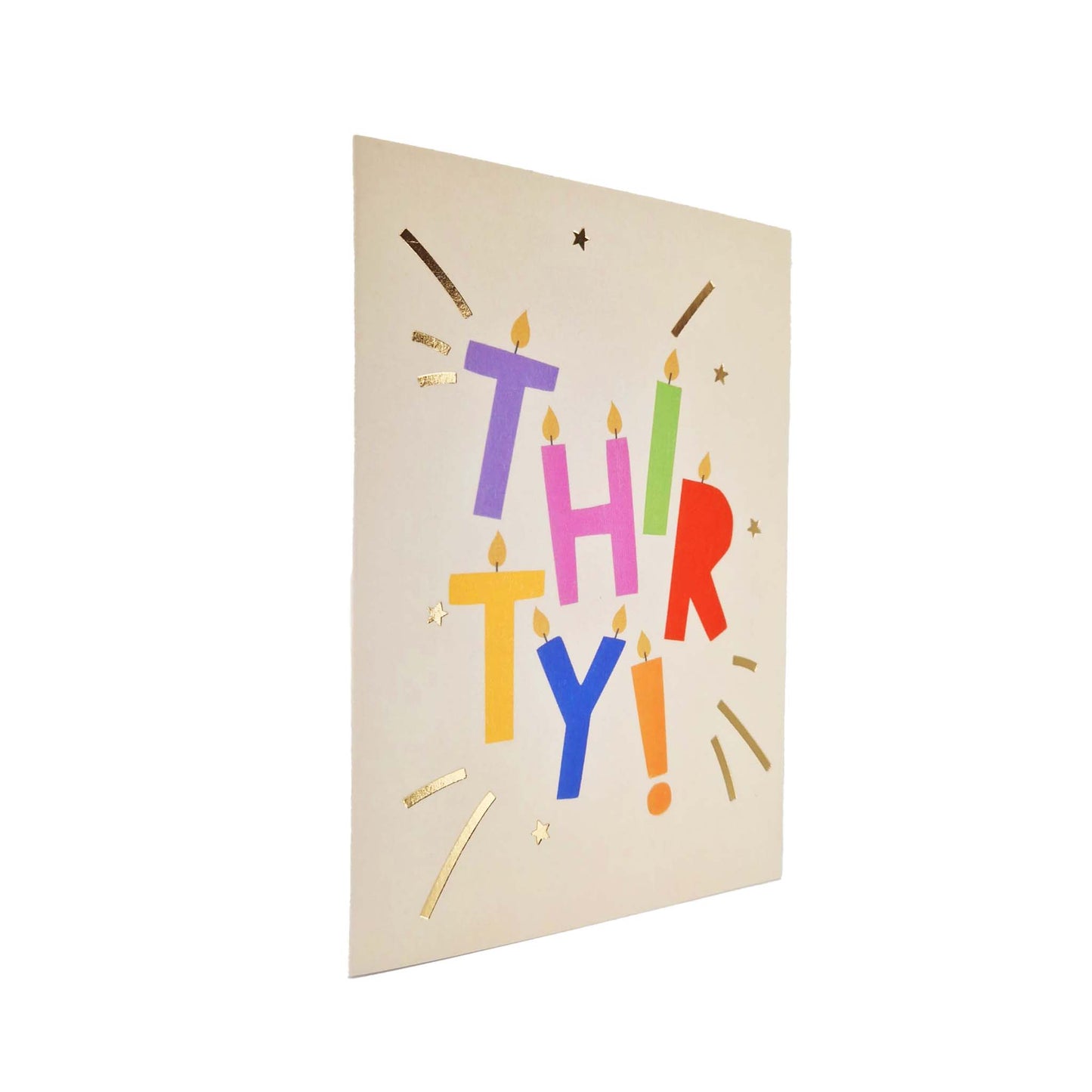 Gold Foiled Thirty! Letter Candles Birthday Card