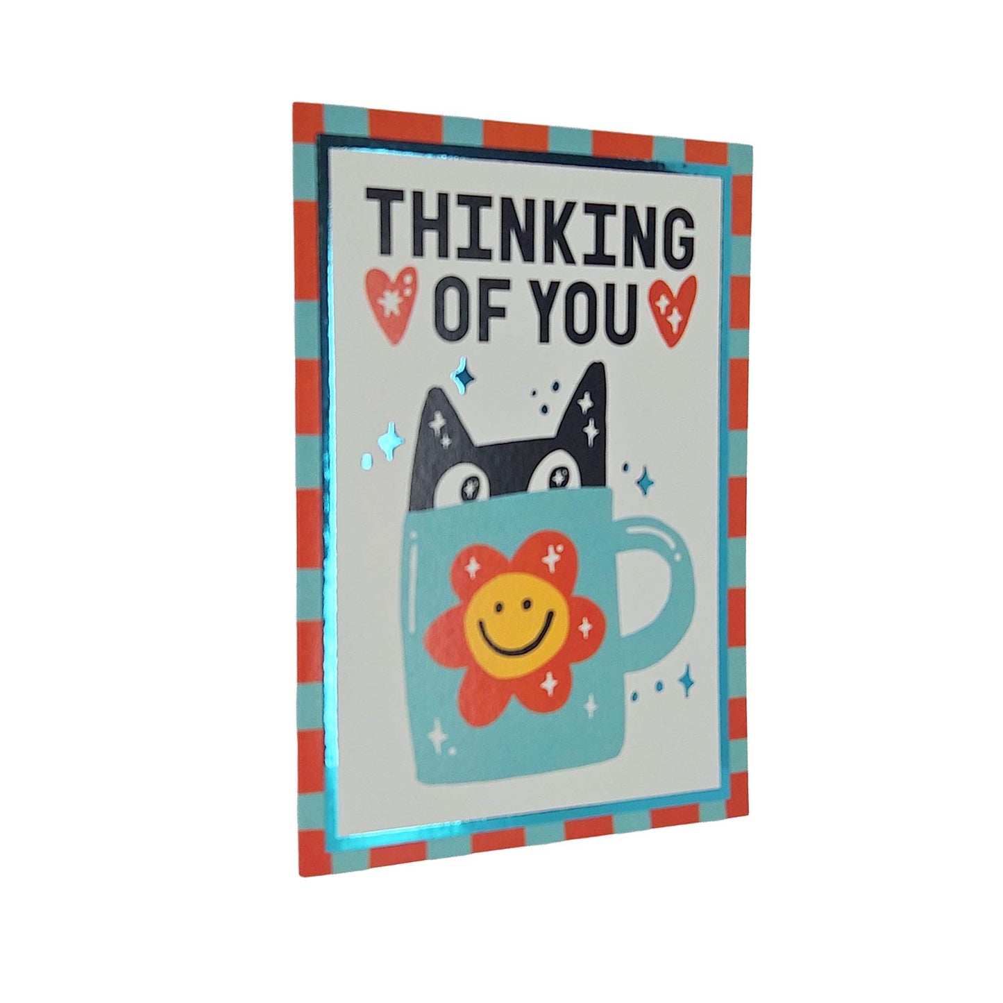 Thinking of You Cat in a Mug Foiled Card