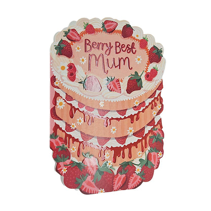 Berry Best Mum Spot Varnish Cutout Cake Mother's Day Card