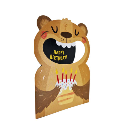 Big Mouthed Bear Die Cut Kids Birthday Card