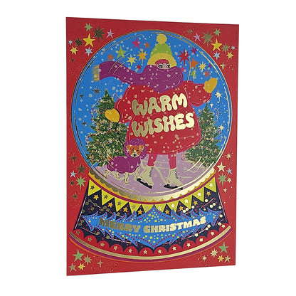 Warm Wishes Snow Globe Gold Foiled Christmas Card