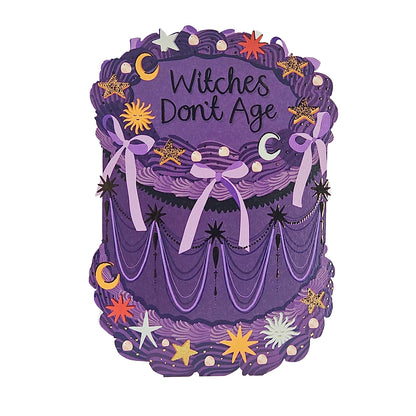 Witches Don't Age Gold Foiled Cutout Cake Birthday Card