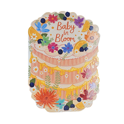Baby in Bloom Spot Varnish Cutout Cake Pregnancy Card
