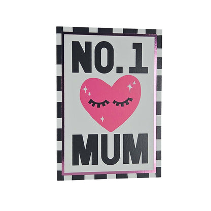 No.1 Mum Eyelash Heart Foiled Mother's Day Card