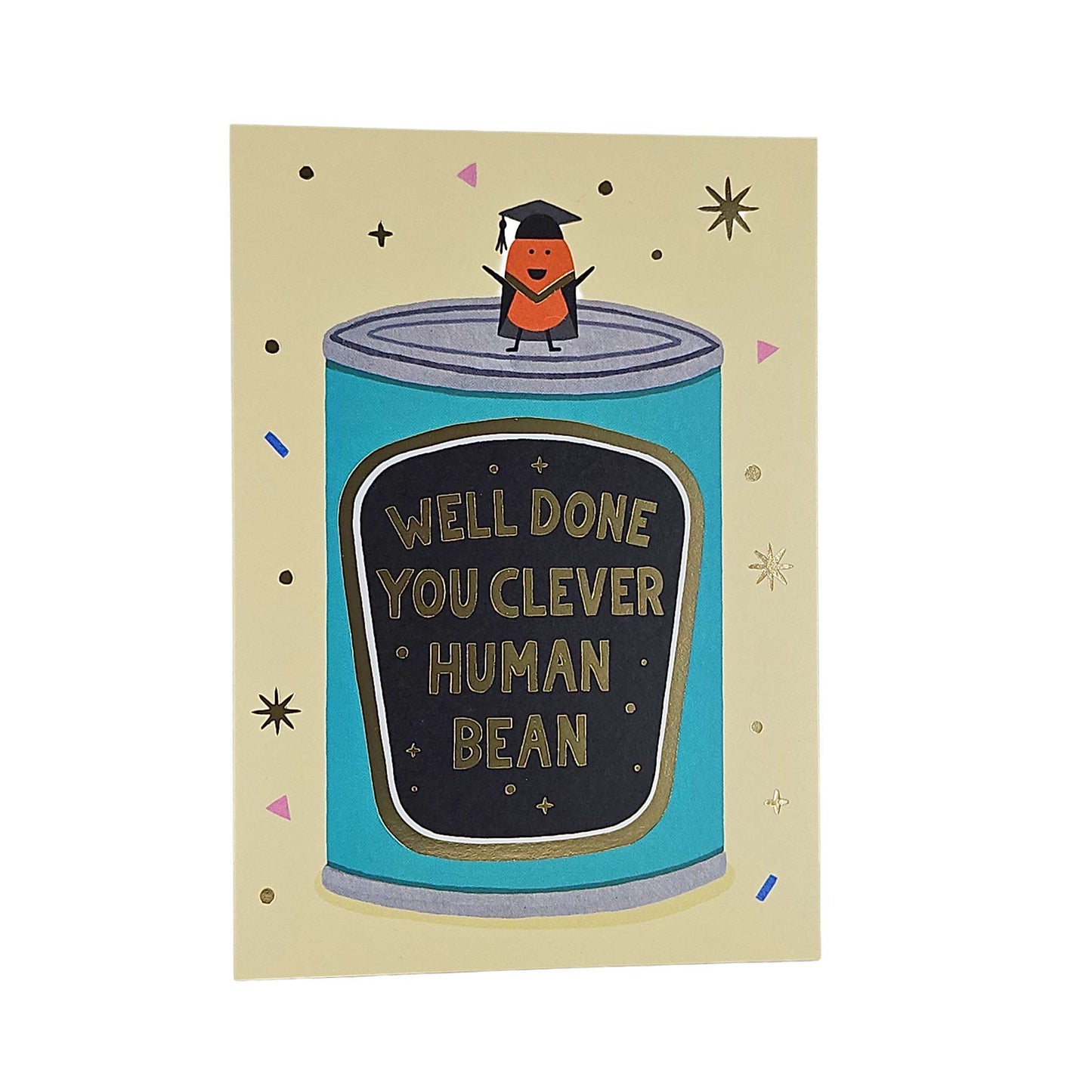 Clever Human Bean Gold Foiled Graduation Card
