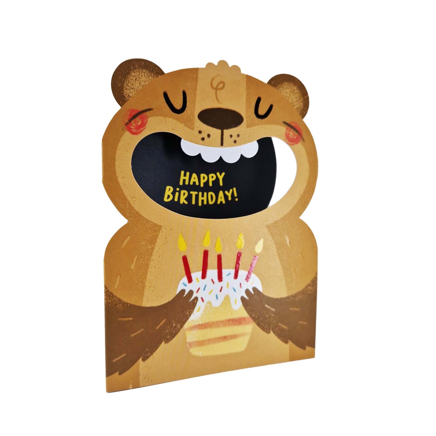 Big Mouthed Bear Die Cut Kids Birthday Card