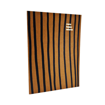 Many Happy Returns Stripes Gold Foiled Birthday Card