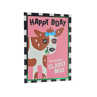 Happy Birthday Classy Moo Cow Birthday Card