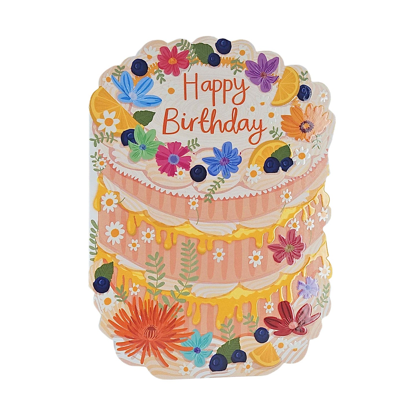 Happy Birthday Spot Varnish Cutout Cake Birthday Card