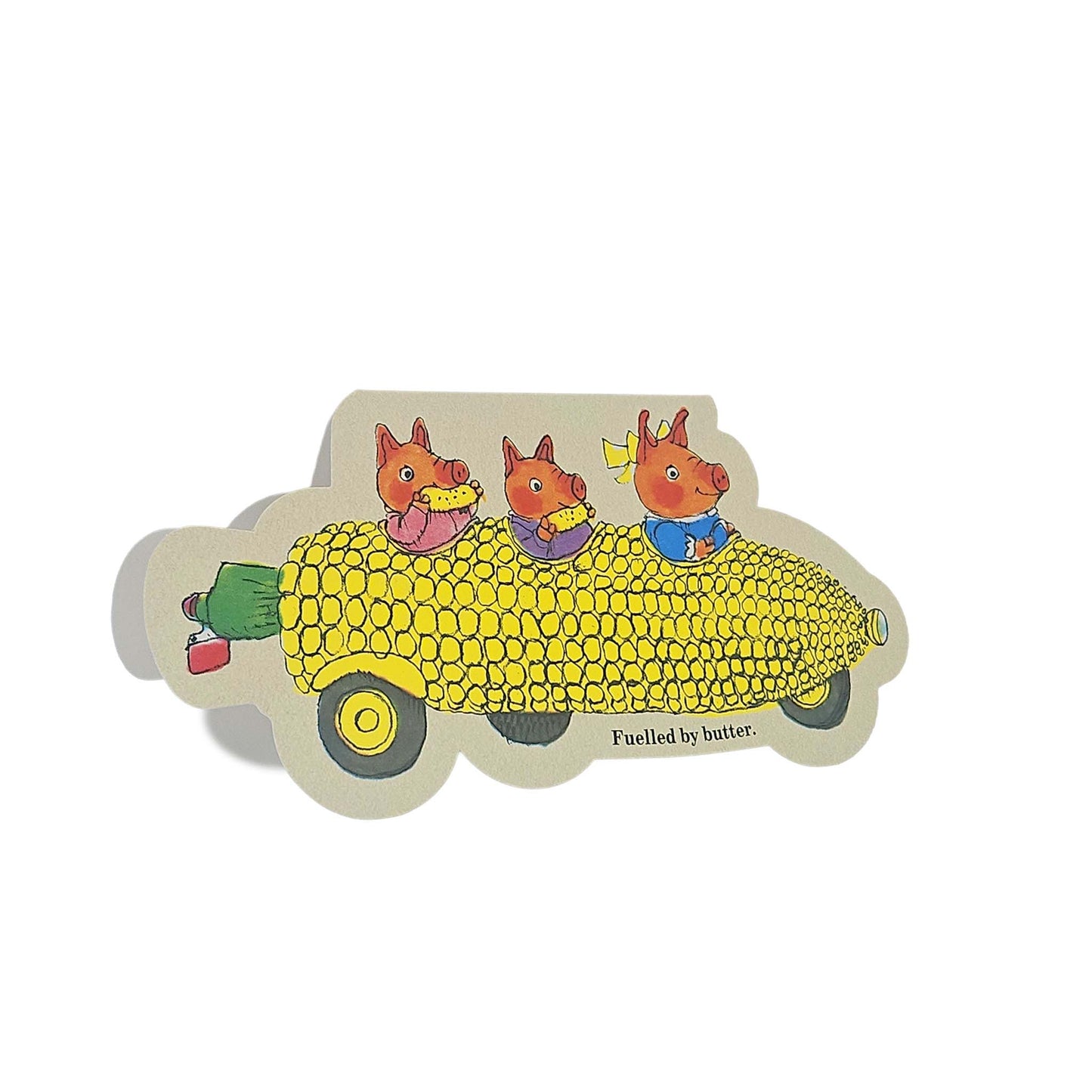 Corn on the Cob Pigs Car Richard Scarry Cutout Card