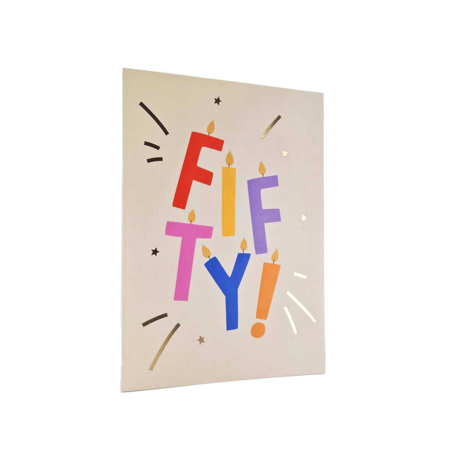 Gold Foiled Fifty! Letter Candles Birthday Card