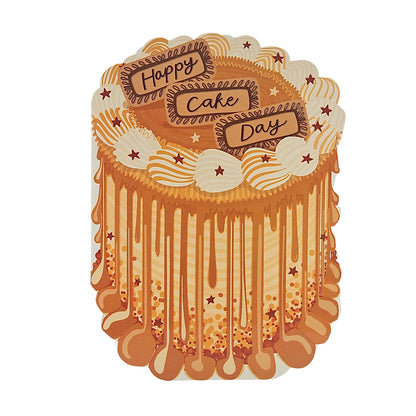 Happy Cake Day Spot Varnish Cutout Caramel Cake Birthday Card