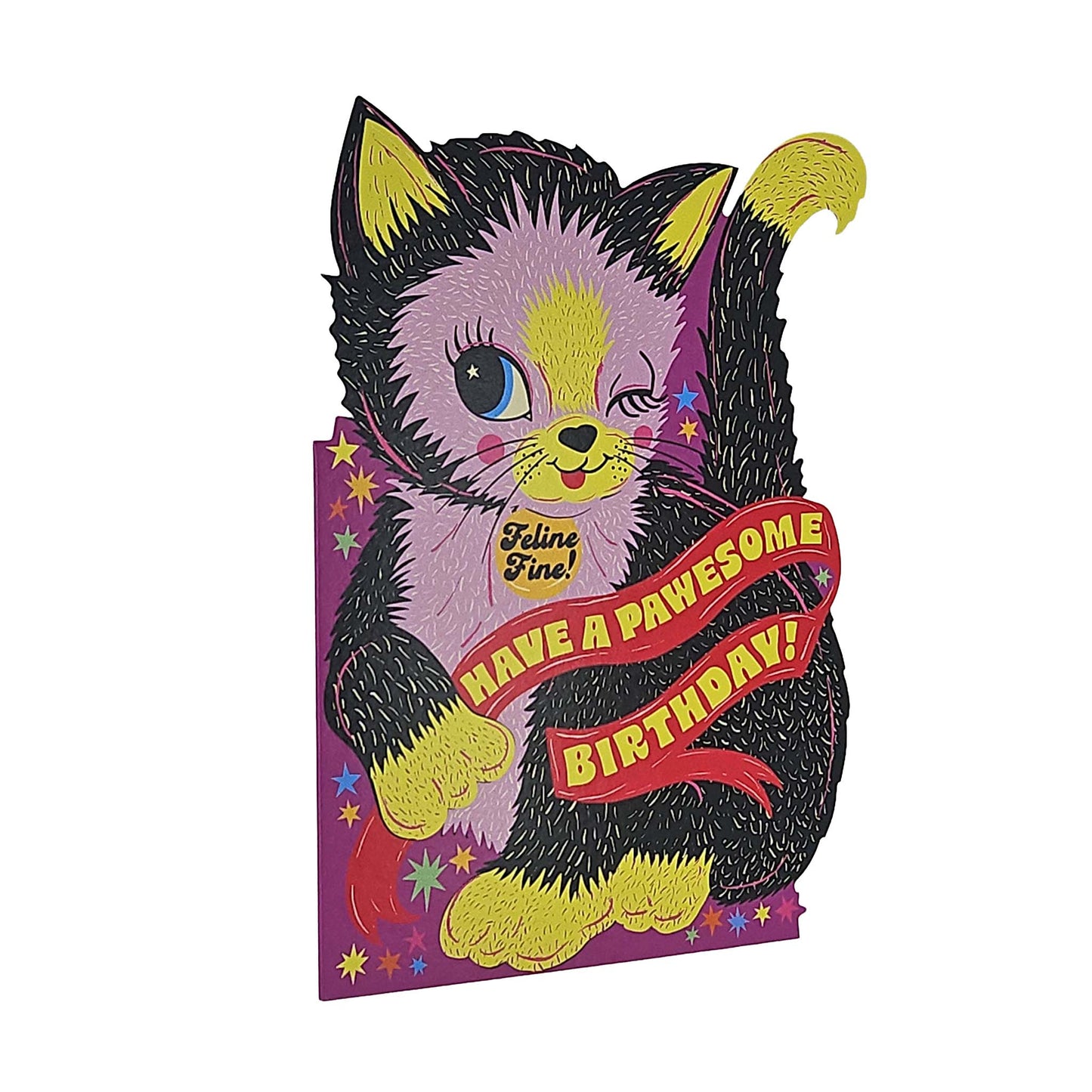 Pawesome Birthday Cat Cutout Birthday Card