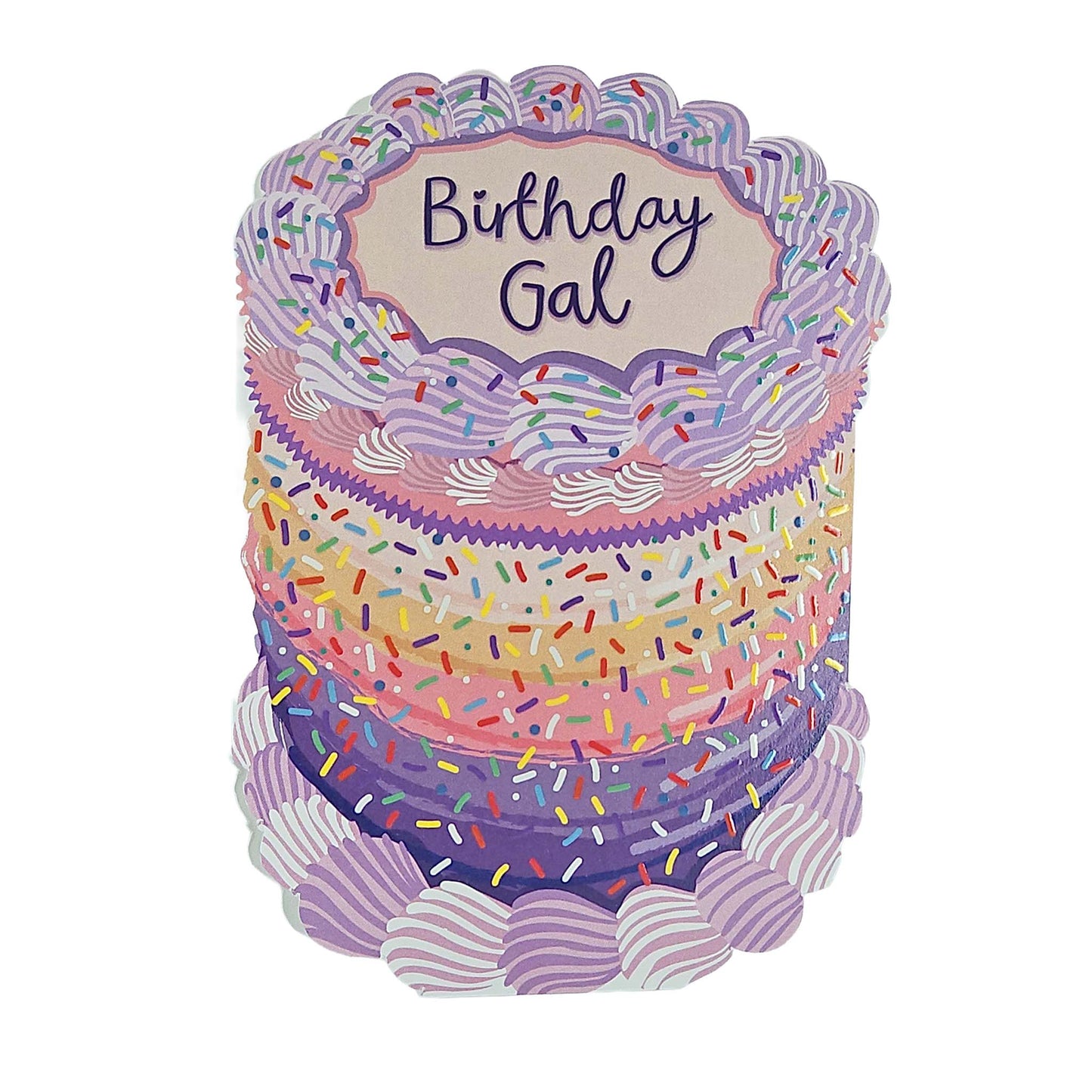 Birthday Gal Sprinkles Spot Varnish Cutout Cake Birthday Card