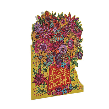 Blooming Wonderful Psychedelic Flowers Cutout Card