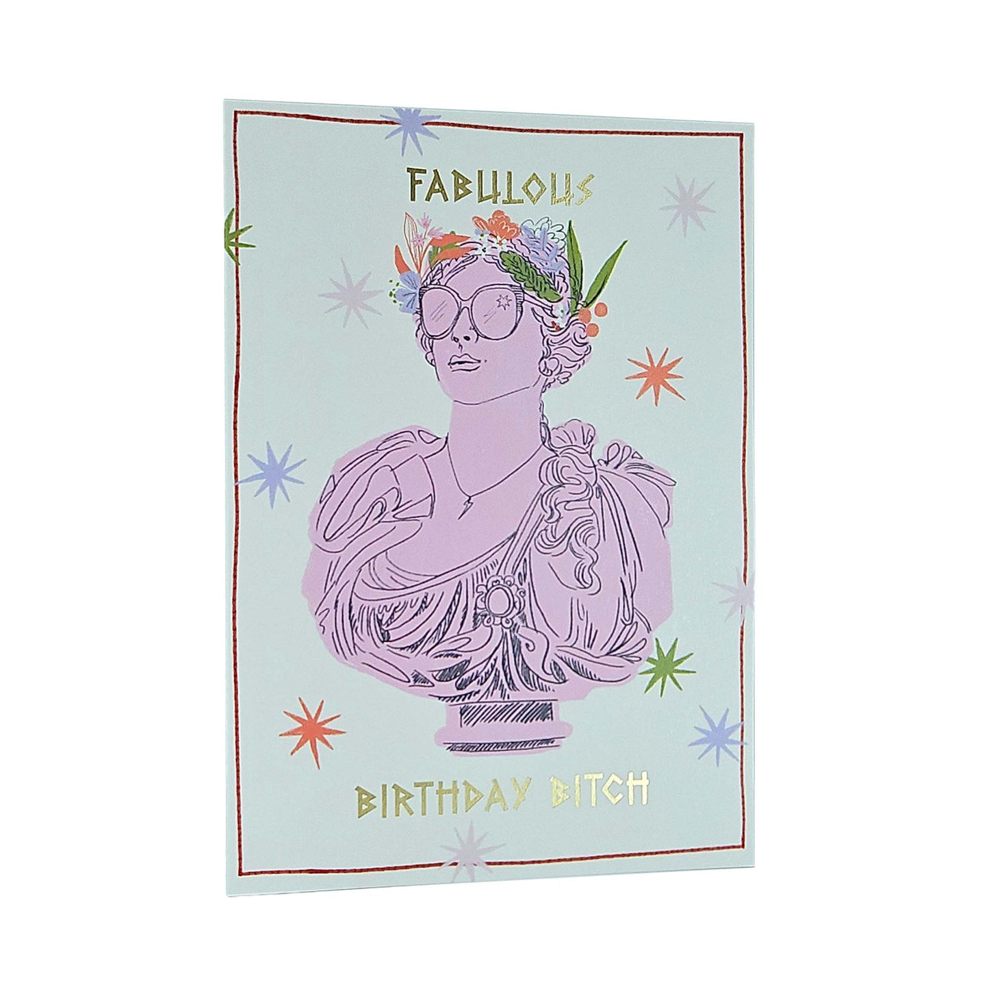 Fabulous Birthday Bitch Greek Goddess Gold Foiled Birthday Card