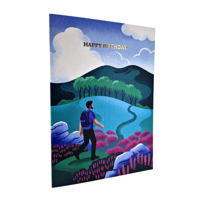 Happy Birthday Hiker Gold Foiled Birthday Card