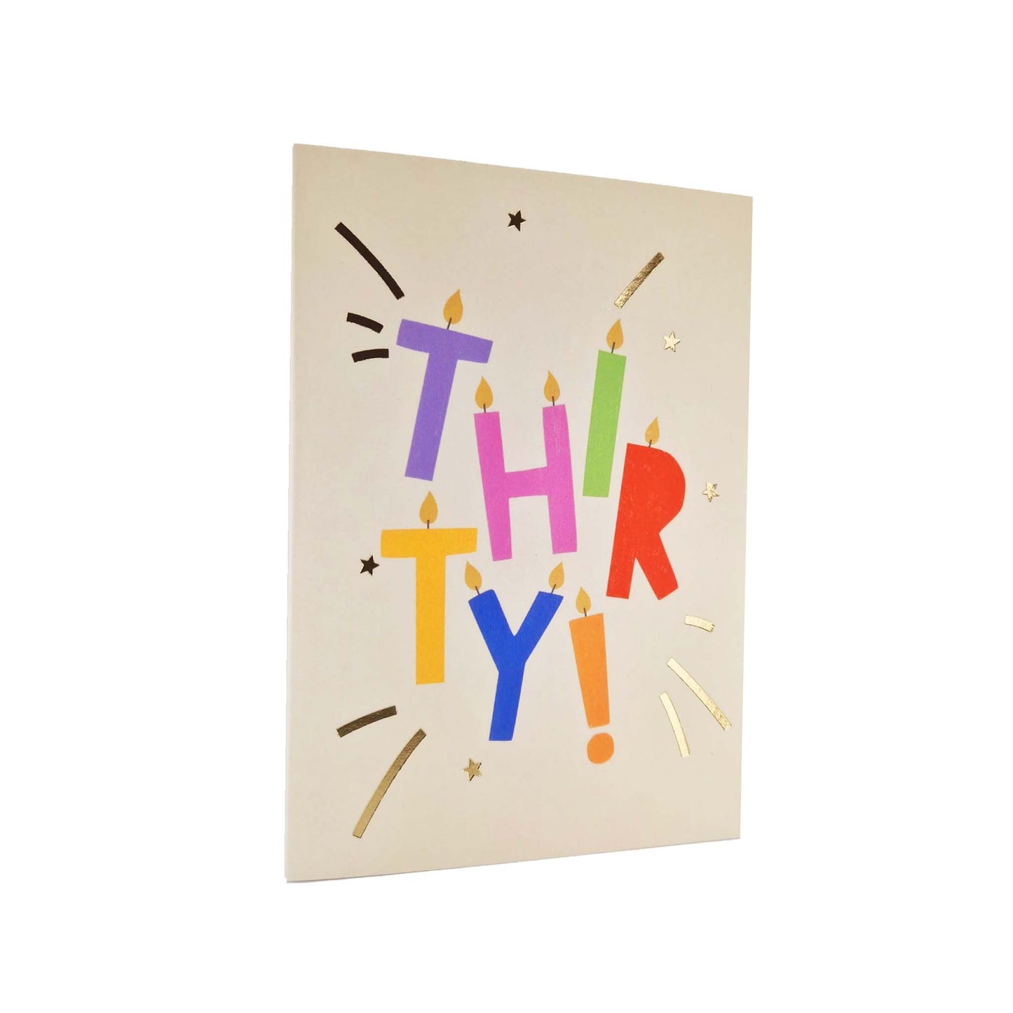 Gold Foiled Thirty! Letter Candles Birthday Card