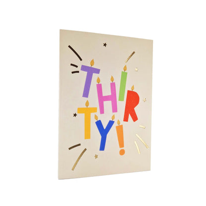 Gold Foiled Thirty! Letter Candles Birthday Card