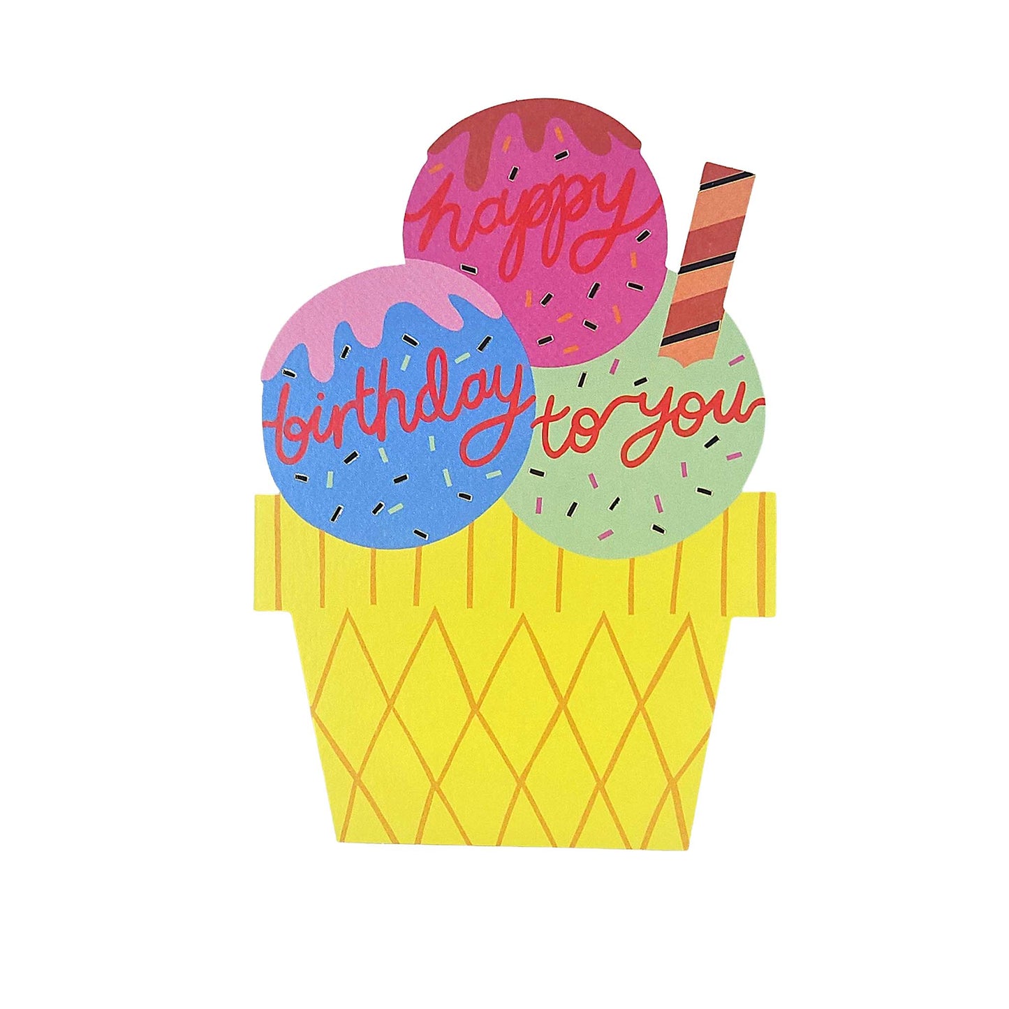 Happy Birthday To You Ice-cream Cutout Birthday Card
