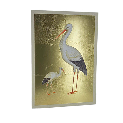 Mother & Baby Stork Gold Foiled Art Card