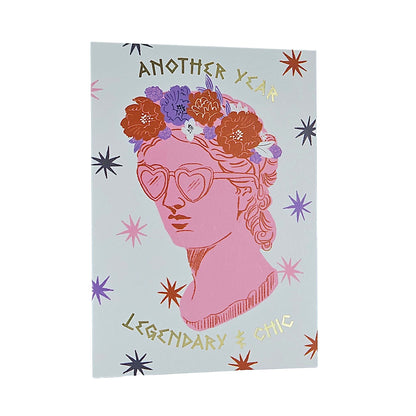 Legendary & Chic Greek Goddess Gold Foiled Birthday Card
